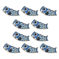 10pcs vintage japanese style enamel pin blue koi fish flag brooch metal clothes badge lapel pins jewelry for women gifts