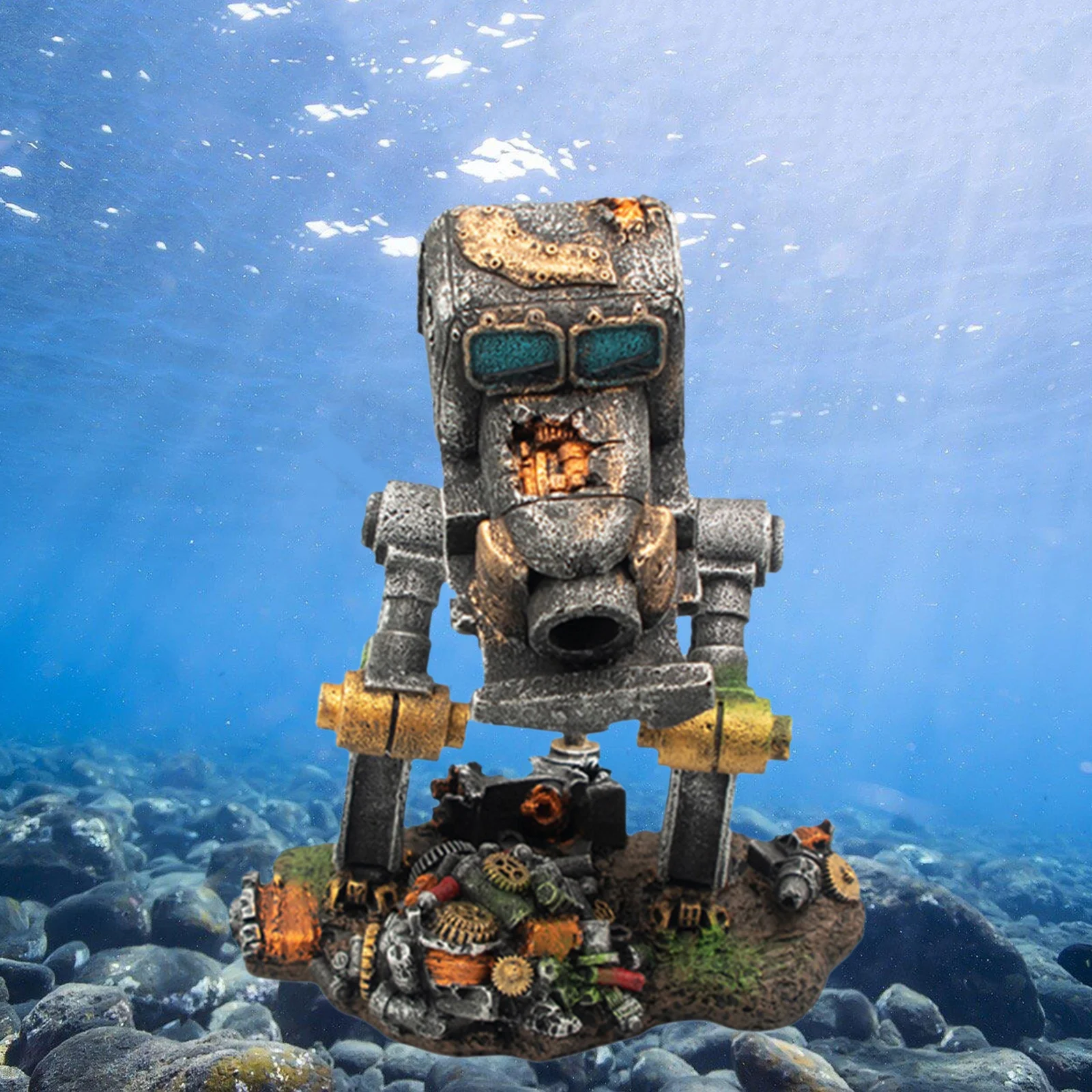 

Aquarium Decorations Robot Car House Fish Tank Ornament 19.5x15cm Landscape
