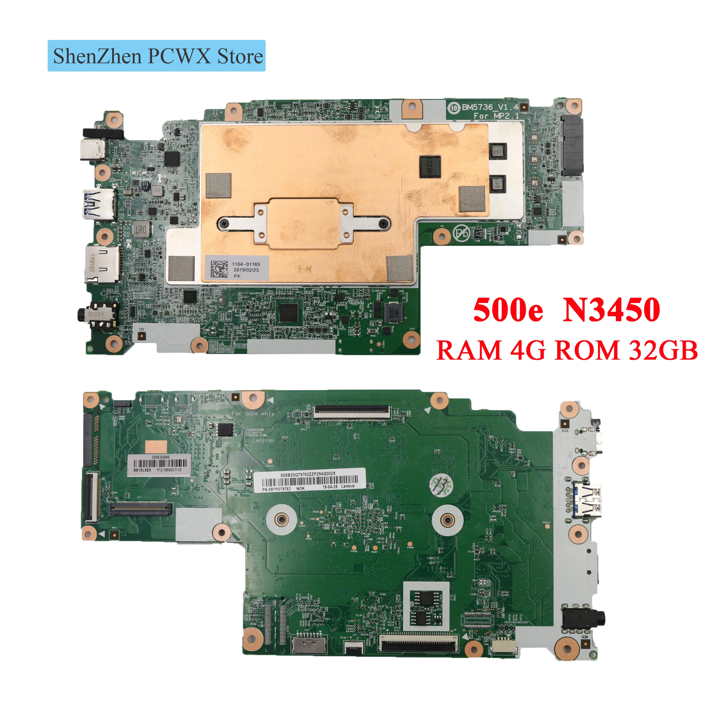 Процессор N3450 ОЗУ 4 Гб ПЗУ 32 EMMC UMA NOK для 500e Chromebook Lenovo 81ES Встроенная Материнская