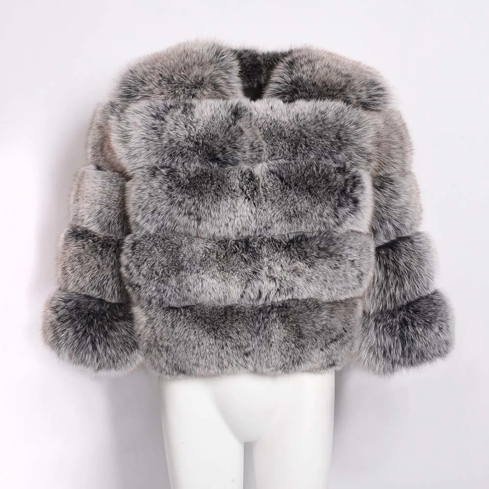 Black Frosted Женская шуба из натурального Лисьего меха, зимние модные меховые куртки, толстая теплая пушистая Высококачественная верхняя одежда, Женский натуральный мех S1796 - Цвет: Black Frosted