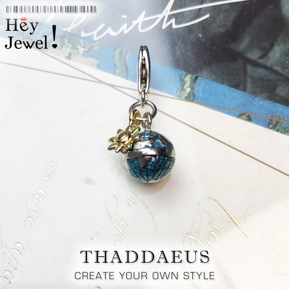 

2020 New Fashion Blue Globe & Sun Pendant Charm Beautiful World Pendant 925 Sterling Silver Accessories Men Women Jewelry