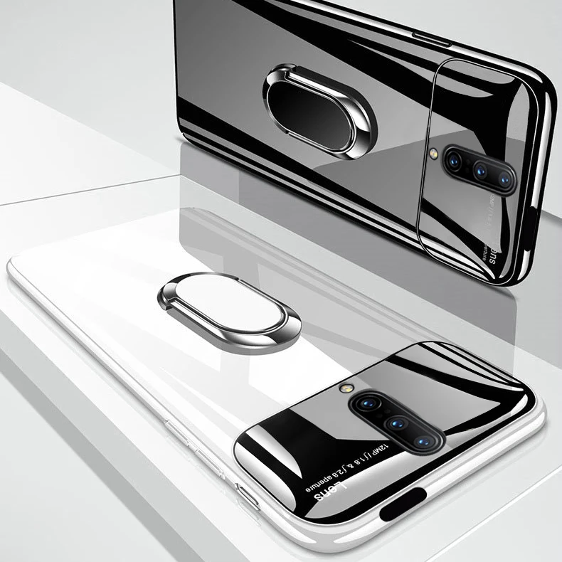 Для OnePlus 7T Pro чехол Роскошный Жесткий ПК с подставкой кольцевой магнит тонкий