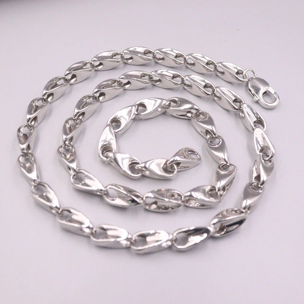 

Hot Sale S925 Sterling Silver Necklace Man Luck Special Beads Chain Link Necklace 23.6"L 7mmW 42-47g