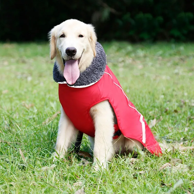 

Pet Warm Clothes Solid-colored Reflective Waterproof Jacket With Leash Ring