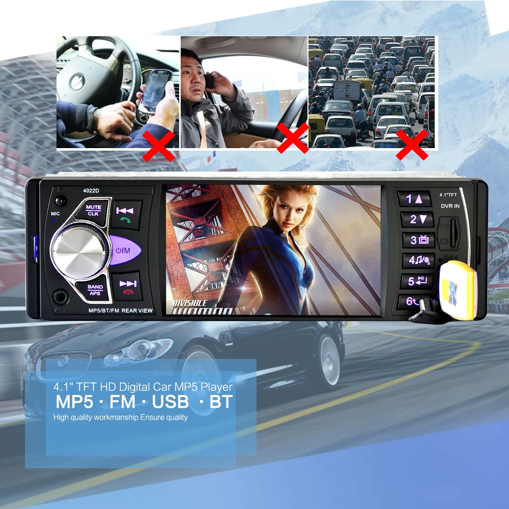 Автомагнитола 1din 4022d автомобильная аудиосистема с экраном 4 1 дюйма Bluetooth