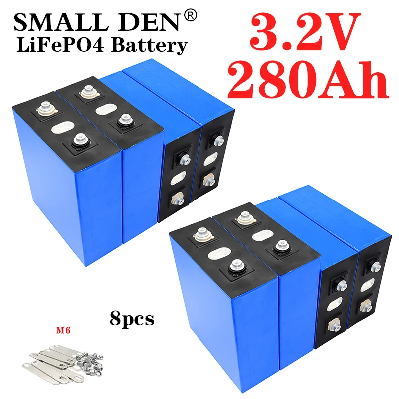 

8PCS NEW 3.2V 280Ah lifepo4 Rechargeable battery 3C High Power DIY 12V 24V Solar Energy storage system Electric car RV golf cart