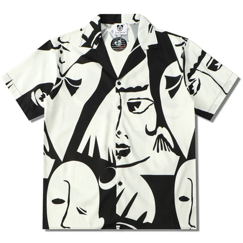 

Japanese Streetwear Shirts Anime Cartoon Printed Summer Short Sleeve Vintage Loose Hawaiian Beach Fashion Oversize Button Shirts
