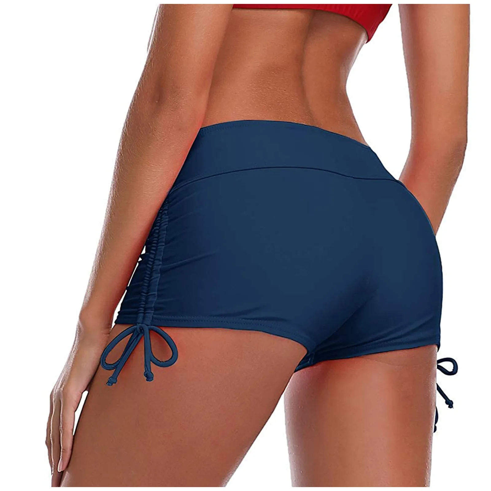 Купальник-бикини с рюшами и завязками однотонные пляжные шорты завышенной