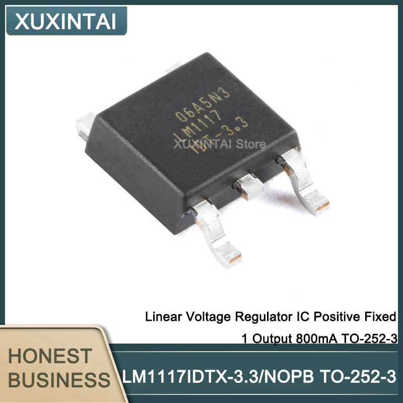 

50 шт./лот LM1117IDTX-3.3/NOPB LM1117IDTX линейный регулятор напряжения IC положительный фиксированный 1 выход 800 мА до-252-3