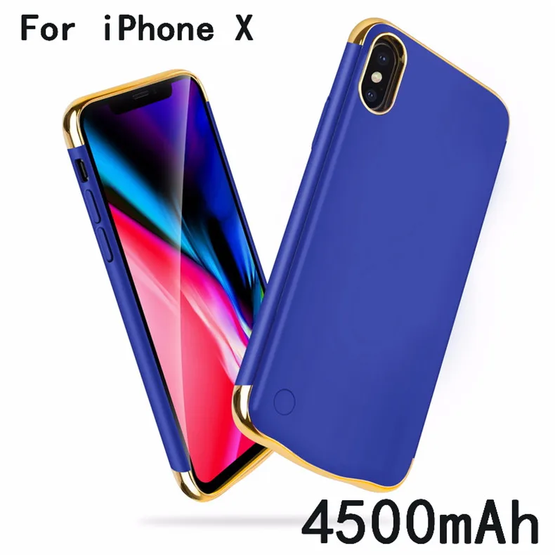 Для iPhone X XS зарядный чехол Капа тонкий обшивка противоударный чехол для зарядного устройства для iPhone XR XS Max перезаряжаемый внешний аккумулятор - Цвет: IX-Blue
