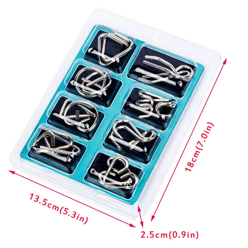 8 шт./компл. Головоломка из металлической проволоки с различными узорами