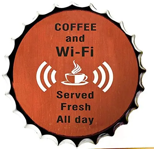 

Новый художественный Ретро колпачок для бутылки металлический жестяной знак кофе и Wi-Fi, прослужил Свежий весь день! Для магазина/дома/бара/к...