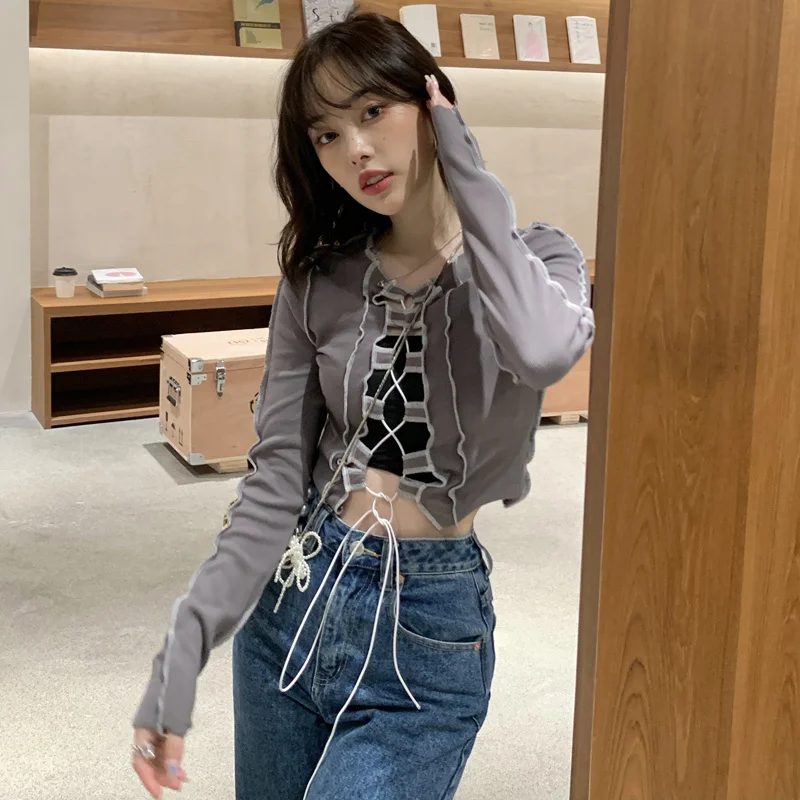 

Real Shot Autumn Clothing French Slim Fit Hot Girl Clothing Open Line Series