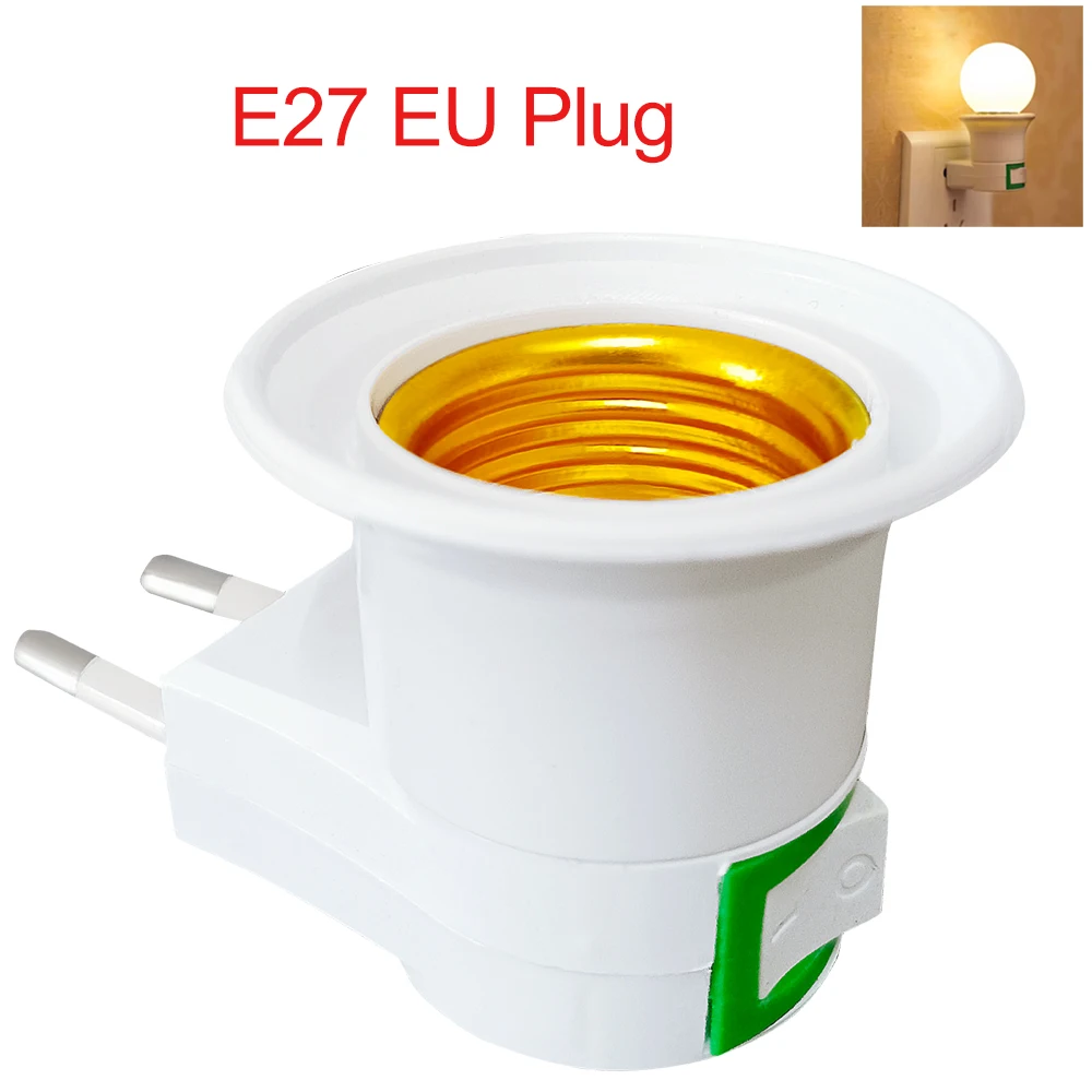

1pcs Hot Sell Practical White E27 LED Light Socket To EU Plug Holder Adapter Converter ON OFF For Bulb Lamp Fireproof Materials