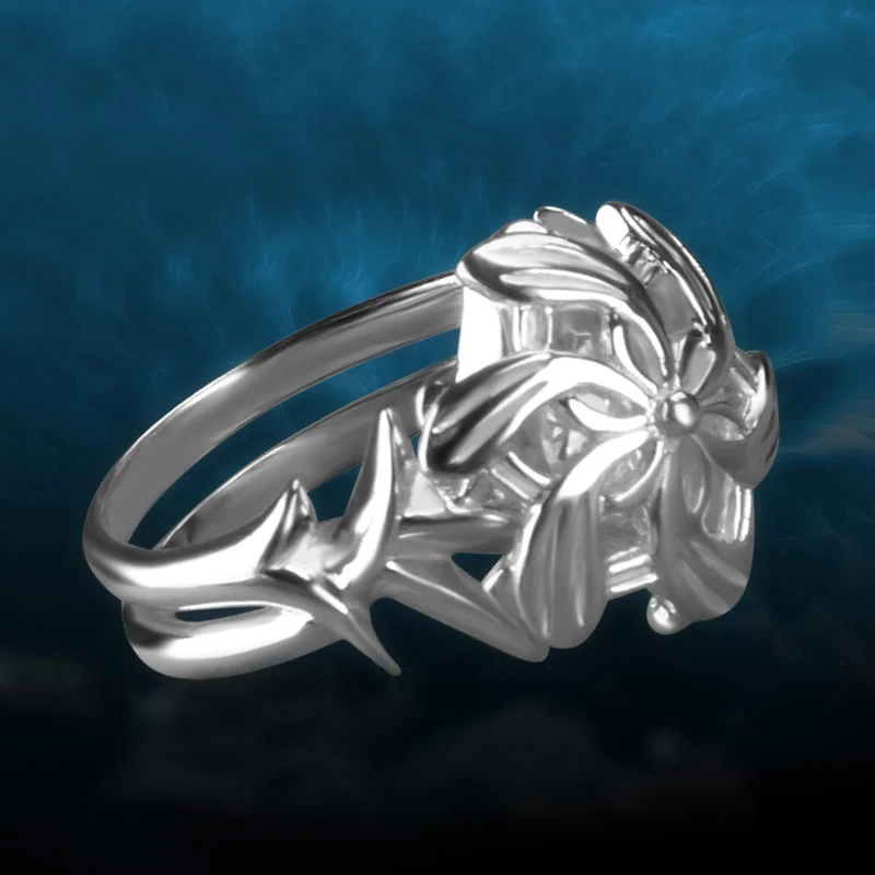 LOTR Galadriel Nenya Flower Ring Cosplay Jewelry 925 Sterling Silver Wedding For Women Girls Birthday Engagement Gift | Украшения и