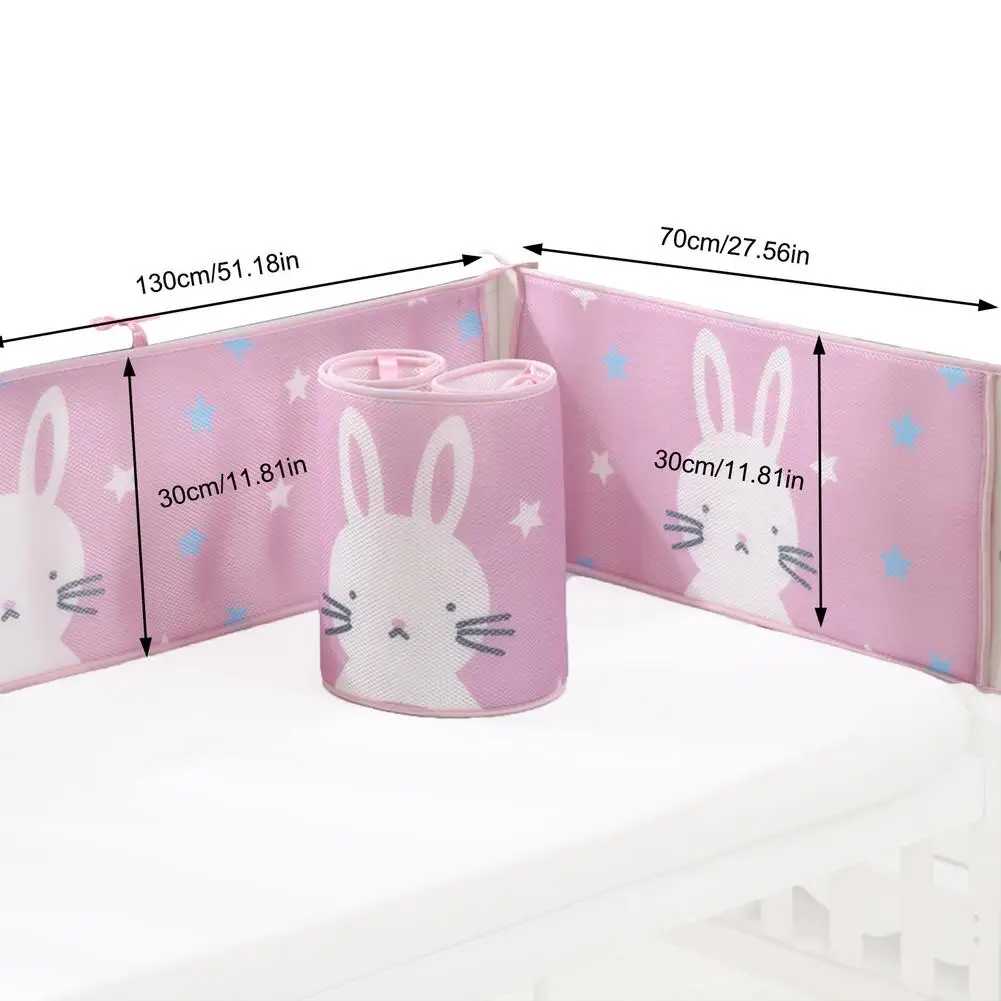 

4Pcs/Set Cartoon Animal Baby Crib Bed Bumper For Newborn Infant Bedding Airflow Mesh Liner Breathable Summer Cot Bumper Bed Deco