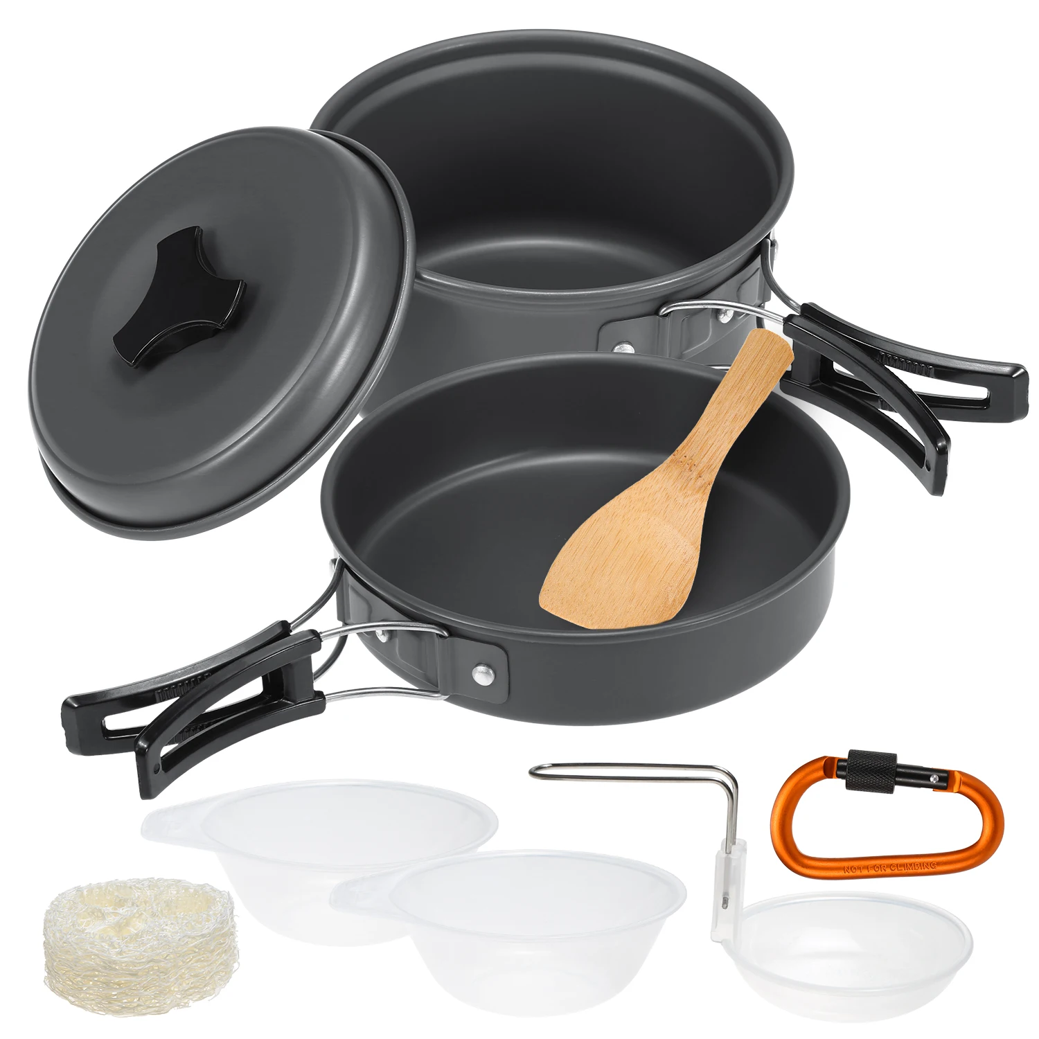 

Portable Outdoor Camping Cookware Camping Hiking Picnic Teapot Pot Set Non-stick Tableware with Stove Spoon Fork Knife Kettle