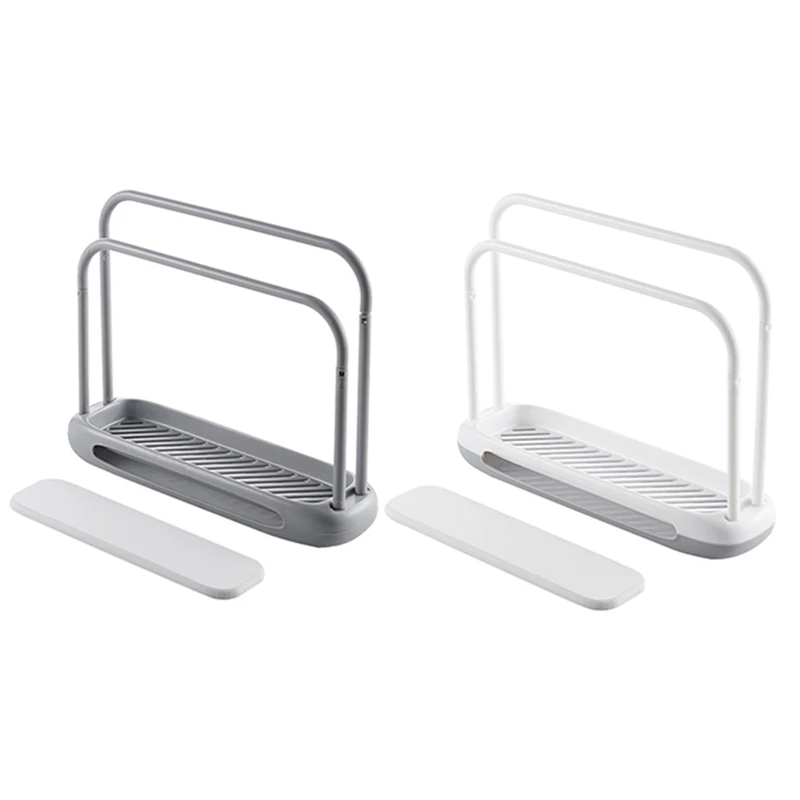 

Drain Rack Simple Double Pole Rag Storage Rack Home Kitchen Sink Side Creative Plastic Removable Sponge Holder
