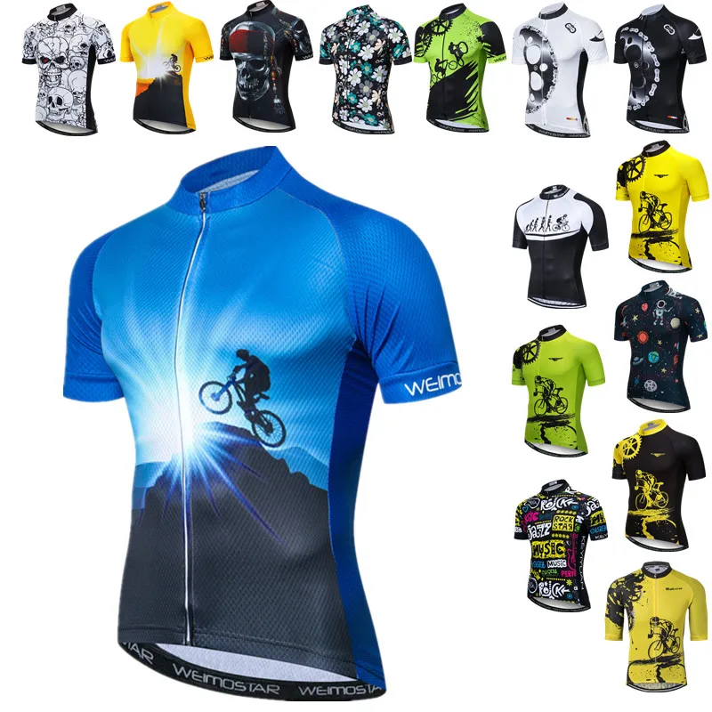 

Синяя мужская веломайка Weimostar с коротким рукавом, летняя велосипедная рубашка, дышащая велосипедная одежда, топы, одежда для гоночных велос...