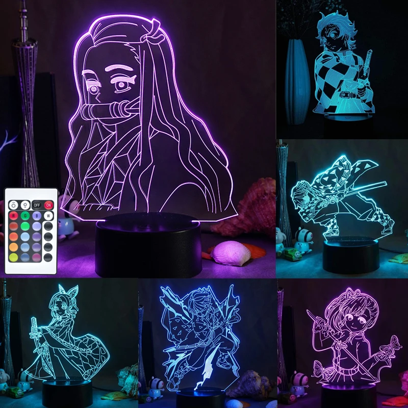 

Acrylic 3D Led Night Light Anime Demon Slayer Remote Control Room Table Lamp Cool Kimetsu No Yaiba Manga Gadget Birthday Gift