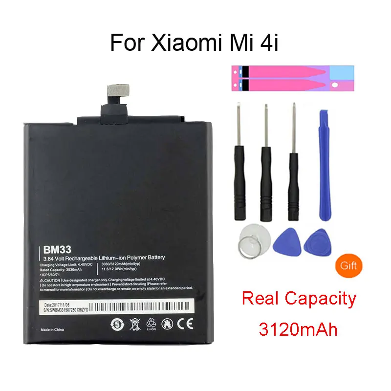 Батарея для телефона BM33 3120 мАч Высокая емкость Высокое качество Xiaomi Mi 4i Mi4i