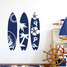 3 шт. набор виниловых наклеек на доску для серфинга, пляж, цветочные волны, мужская, женская, настенная наклейка, искусство, украшение для спальни, 2258