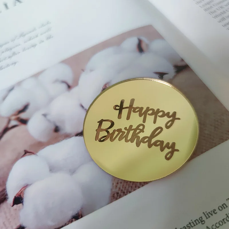 Розовое золото акрил с днем рождения для капкейка-серебро выпечка торта ко дню