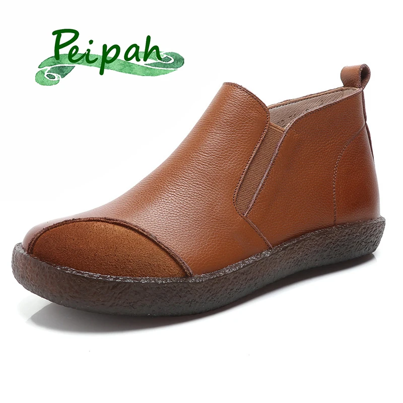 Женские ботинки челси из натуральной кожи PEIPAH осенне зимние однотонные на
