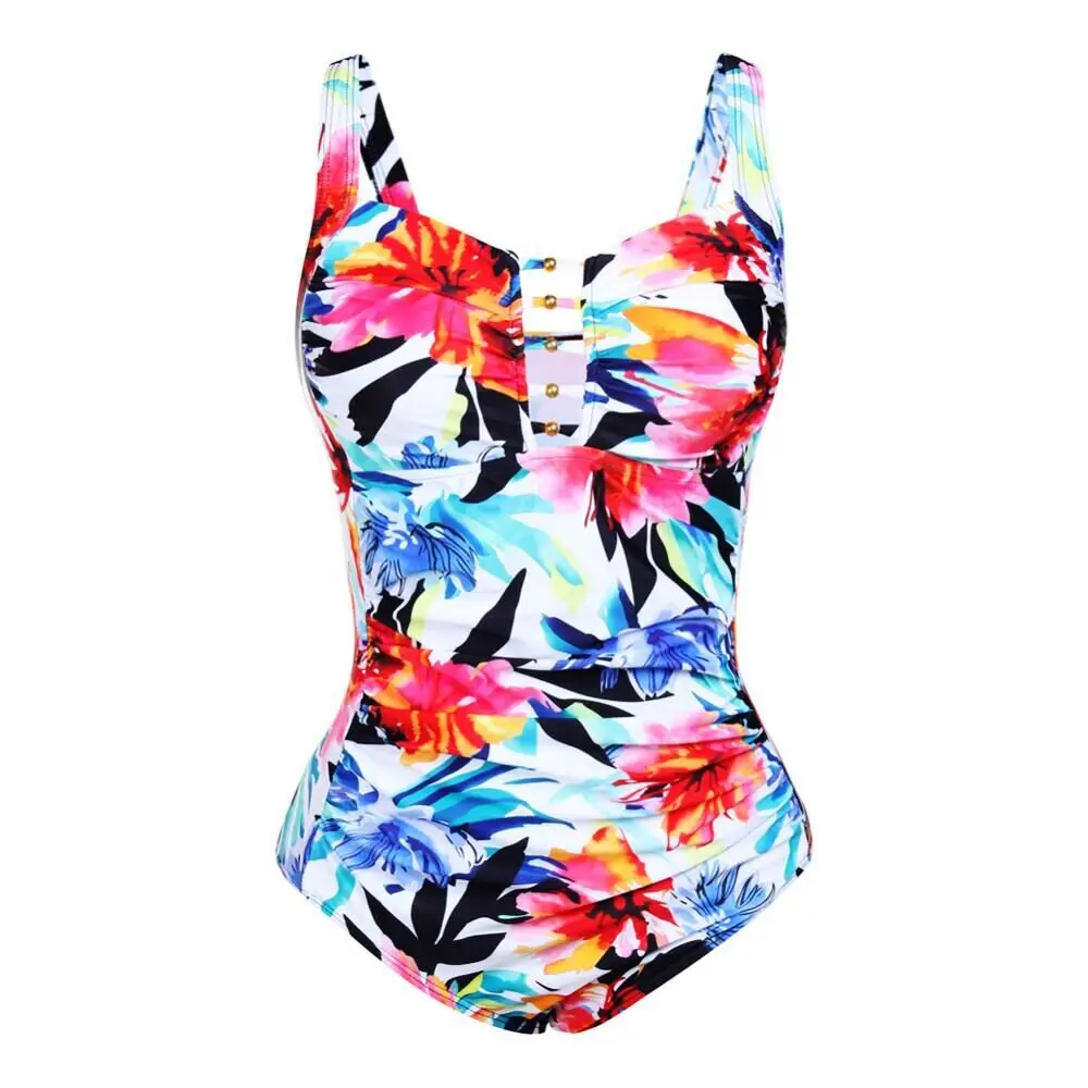 Монокини Купальники цветочный Цельный боди 2019 сексуальный размера плюс 5XL