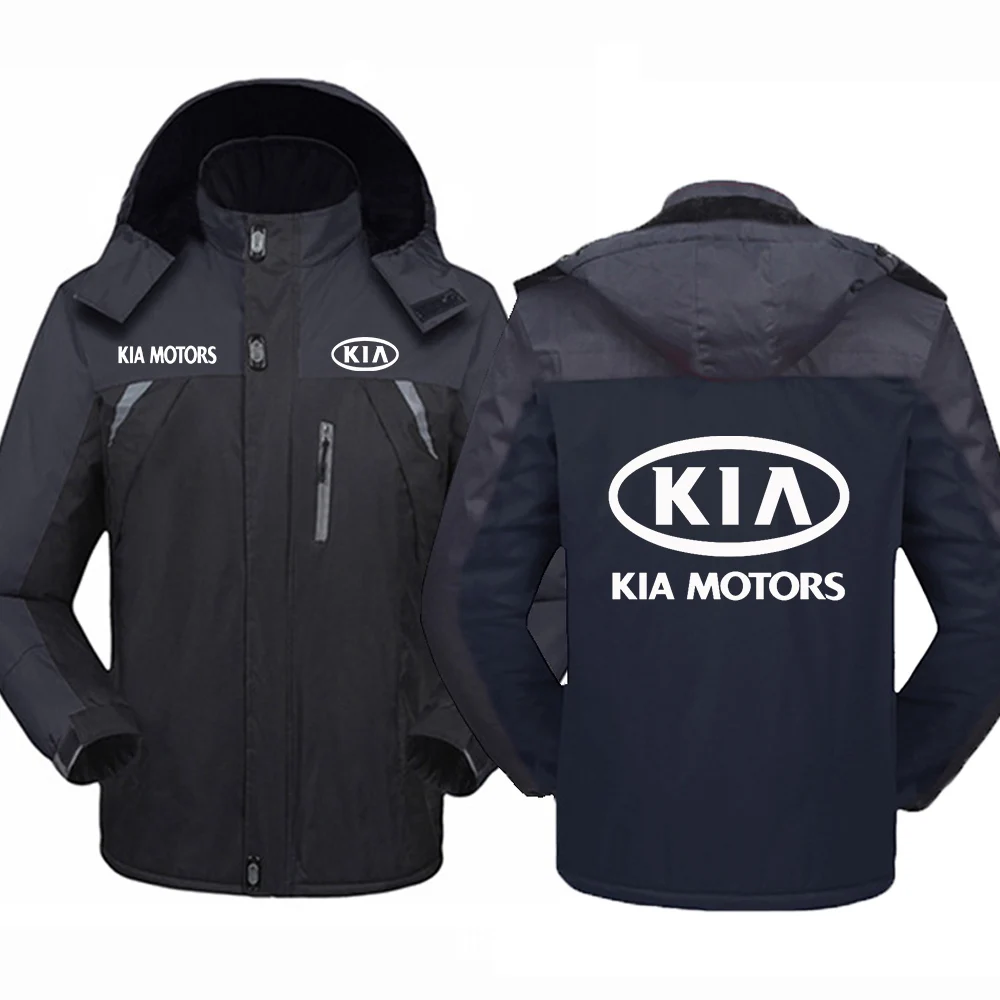 

2021 New Men Winter Kia Motors Car Logo Jacket Thicken Windbreaker Waterproof Warm Outdoor Couples Mountaineering Coat