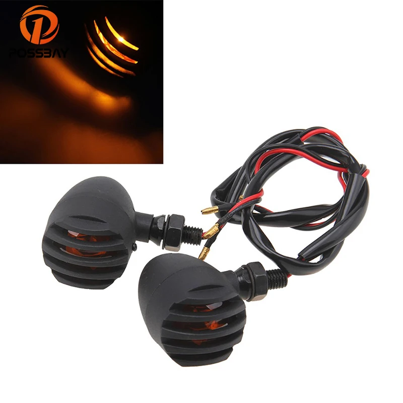 

POSSBAY Aluminum Matt Black Grill Bullet Shell Orange Motorcycle Turn Signal Light Blinker Indicator For Yamaha Kawasaki Suzuki