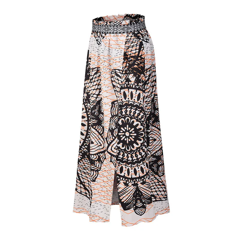 

Plus Size 2020 Women Summer Skirt Print Bohemian Sexy Long Skirts Womens Fashion Casual Skirt