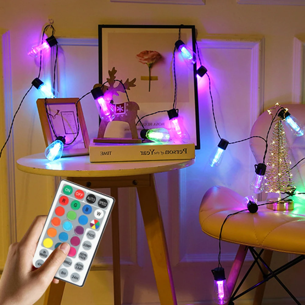 

4.7/7m LED Light Colorful Plastic Bulb Fairy Garland Lamp Waterproof Lantern Light Outdoor Garden Party Art Decorations USB Plug