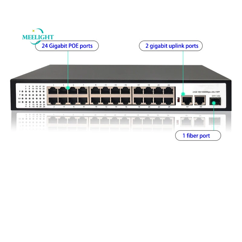 Фото 24 порт полный гигабитный коммутатор питания через Ethernet gigabit POE электрические