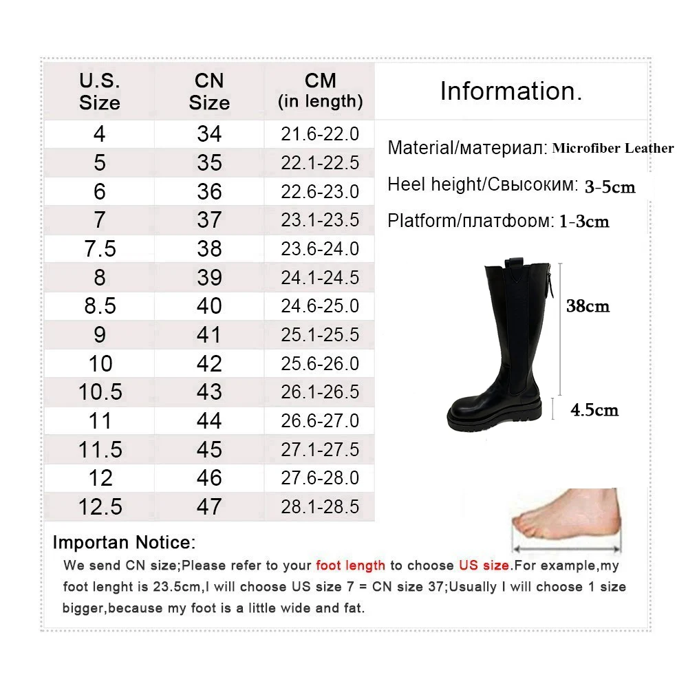 

Fashion Knee-High Boots For Women Leather Thick Bottom Platform Shoes Women Rear zipper Winter Boots Women Party Botines Mujer