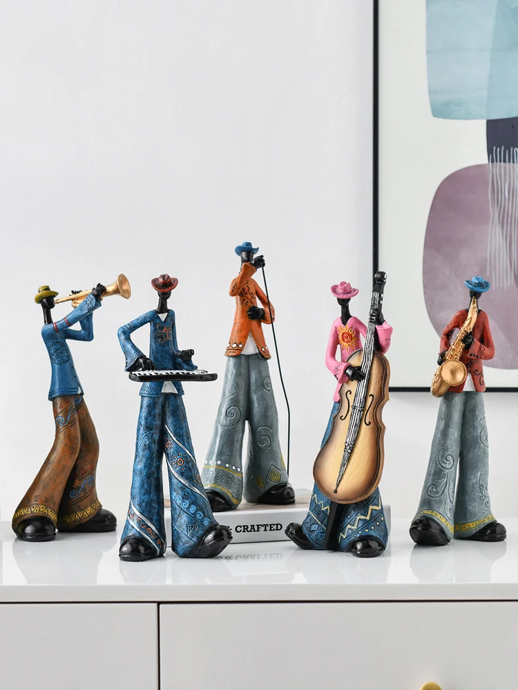 

Negro Band Musician Figuring Decoration Table Tv Cabinet Creative People Statue Home Design Gift Decorations For House Room Dco