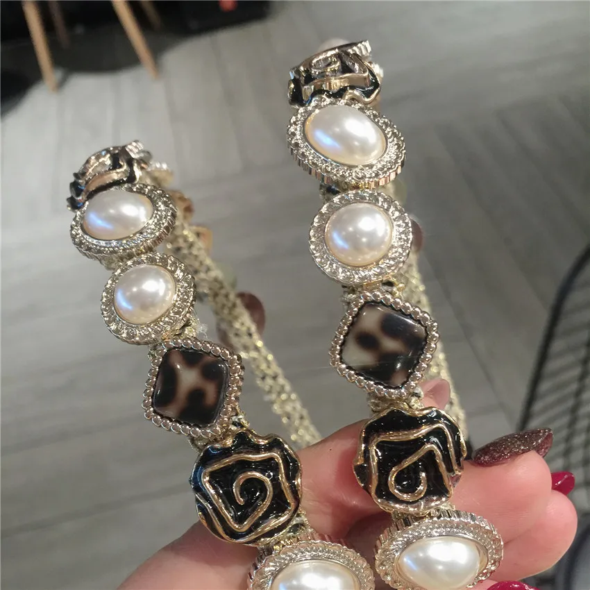 Элегантные женские жемчуг повязка на голову в стиле барокко повязки для волос