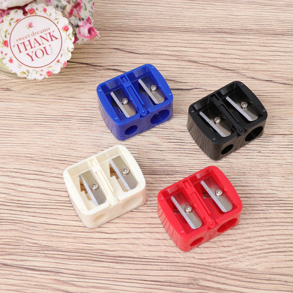 

12 Pcs Pencil Sharpener Transparent Lid Dual Hole Manual Pencil Sharpener for School Home Office (Red+Blue+Black+Beige)