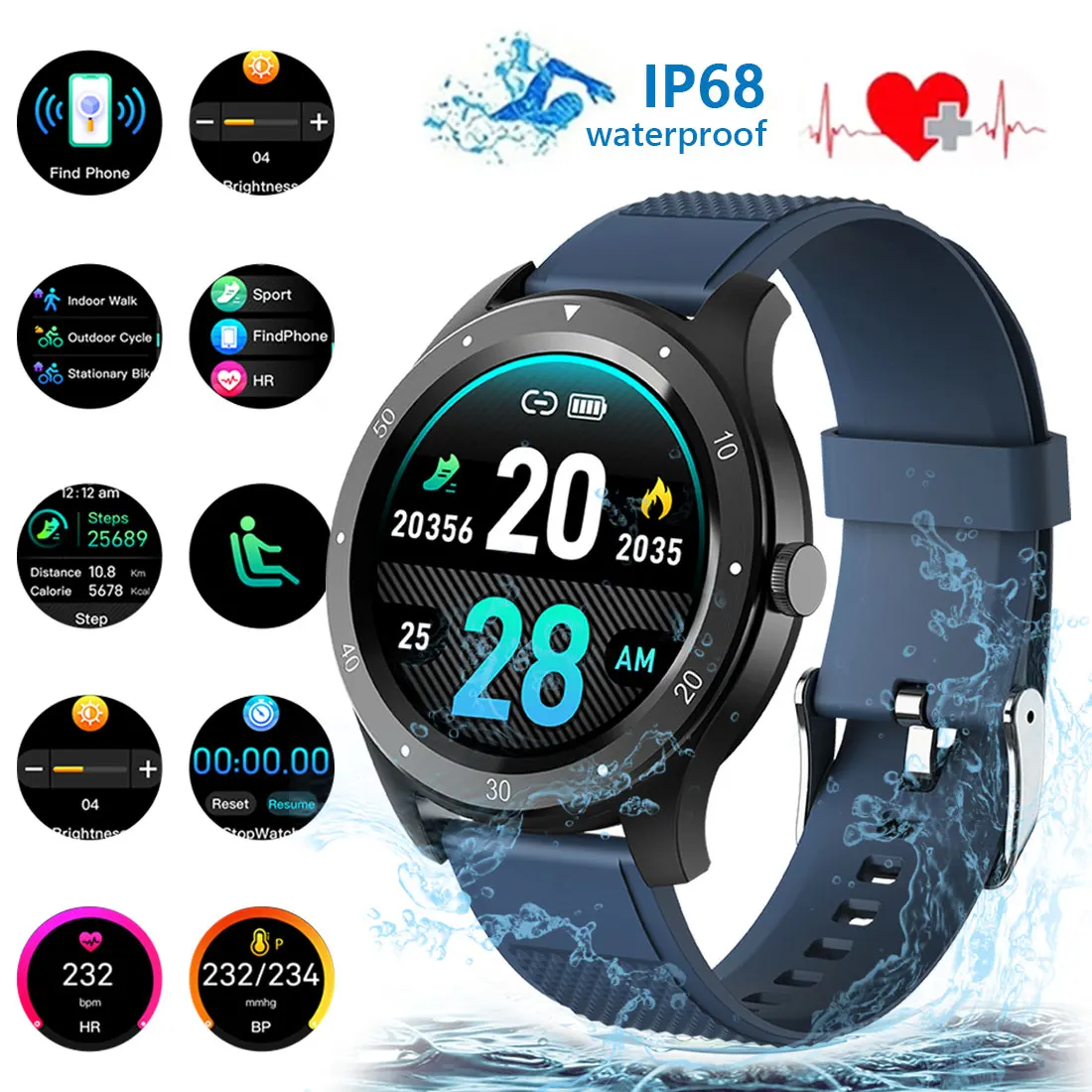 Водонепроницаемые Смарт часы спортивный трекер многофункциональные смарт с