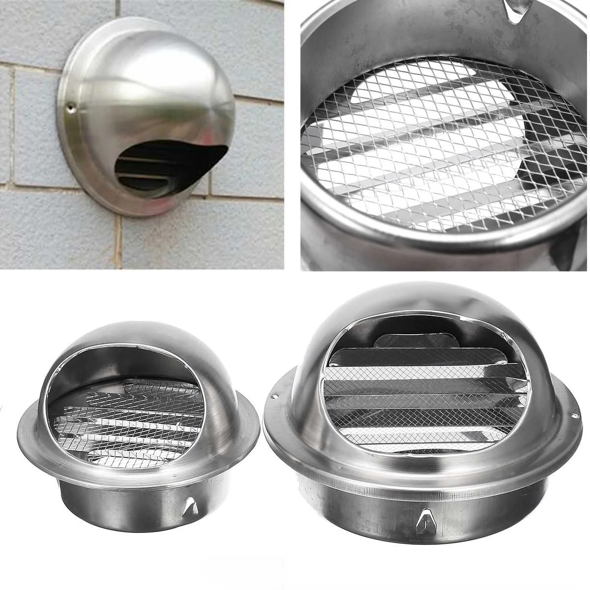 

Stainless Steel Ventilation Exhaust Grille Wall Ceiling Air Vent Grille Ducting Cover Outlet Heating Cooling Waterproof Vent Cap
