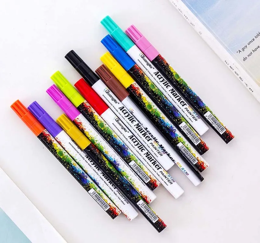 

12/18/24/36Colors 0.7mm Acrylic Paint Marker pen Art Marker Pen for Ceramic Rock Glass Porcelain Mug Wood Fabric Canvas Painting