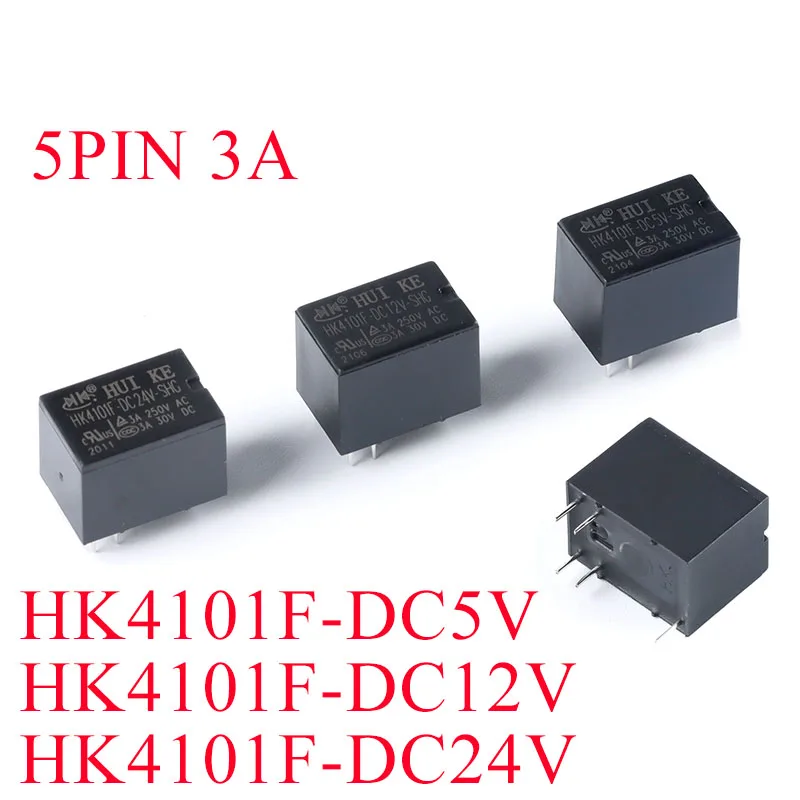 10 шт./лот реле HK4101F-DC5V DC12V DC24V-SHG 5PIN 3A HK4101F-DC5V-SHG HK4101F-DC12V-SHG HK4101F-DC24V-SHG