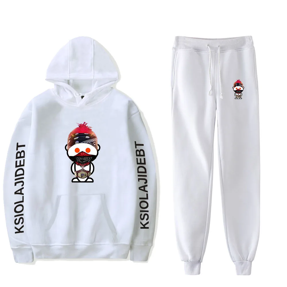 

WAWNI SKI Hoodie Sweatshirt Two Piece Suit Cotton Popular Casual Pullover Pants Harajuku 2020 Fashion Set Loose Leisure New