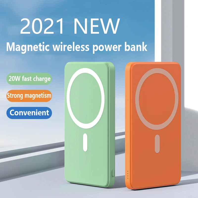 2021 new 10000mah portable magnetic wireless power bank for iphone 12 13 pro max 15w fast charger mobile phone external battery free global shipping
