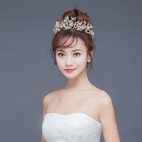 fashion trend baroque vintage gold butterfly crown flowers wedding headband pearl bridal headpieces bride hair accessories