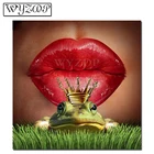 5D алмазов картина красные губы картинки камни в форме ромбакруглая мозаичная картина, выполненная в технике алмазной вышивки крестом подарок Наборы домашний декор WYZ18646