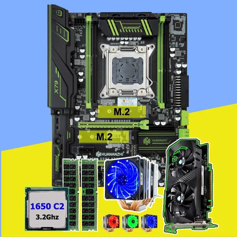 HUANAN Чжи X79 Pro Материнская плата с двумя M.2 видео слот карты GTX1050Ti 4G Процессор Xeon E5 1650