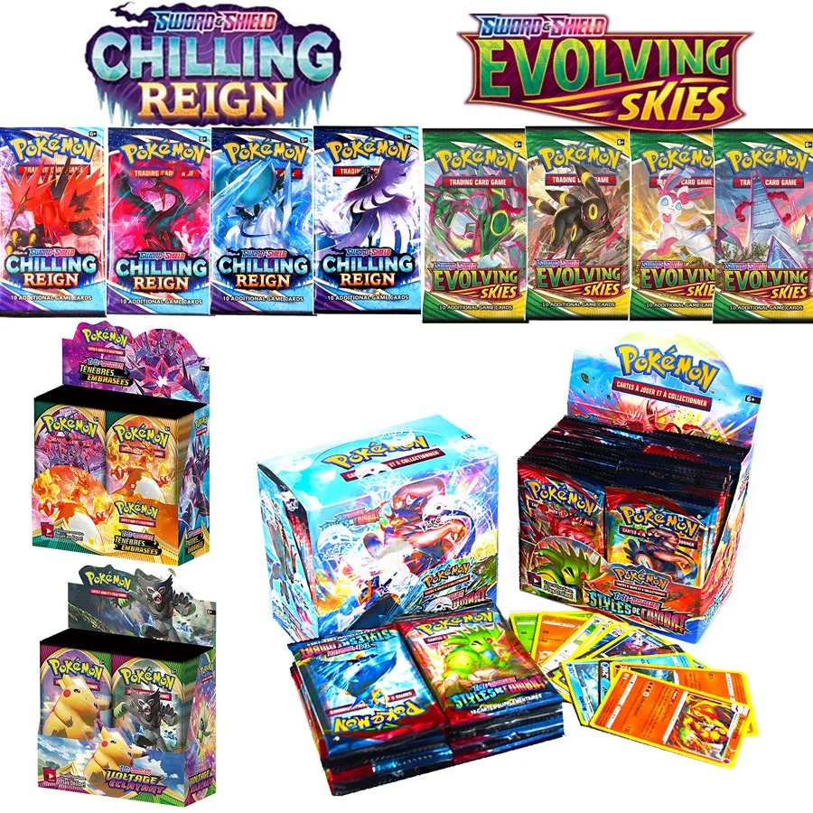 

10Pcs Pokemon Cards Toys French Trading Card Game Booster box Sword Shield Collection Espada Escudo Pokmon Card For Kids