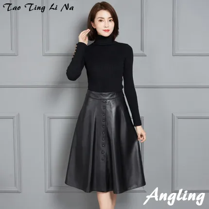 Tao Ting Li Na New Fashion Genuine Real Sheep Leather Skirt 20K9