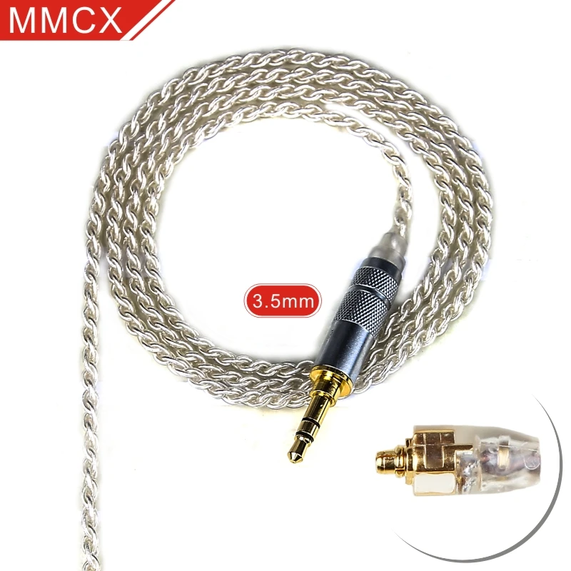 3.5mm MMCX Silver FDBRO 3,5 мм наушники Кабо MMCX кабель DIY один Кристалл Медь посеребренный кабель для SE215 SE315 SE425 SE535 SE846 UE900 - Цвет: 3.5mm MMCX Silver